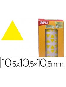 Gomets autoadhesivos triangulares 10,5X10,5X10,5mm amarillo en rollo