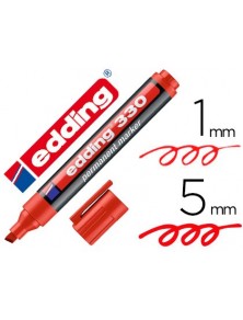 Rotulador edding marcador permanente 330 rojo punta biselada 1-5 mm recargable