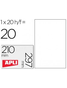 Etiqueta adhesiva apli translucidas 1225 tamaño 210x297 mm - fotocopiadora -laser caja con 20 etiquetas