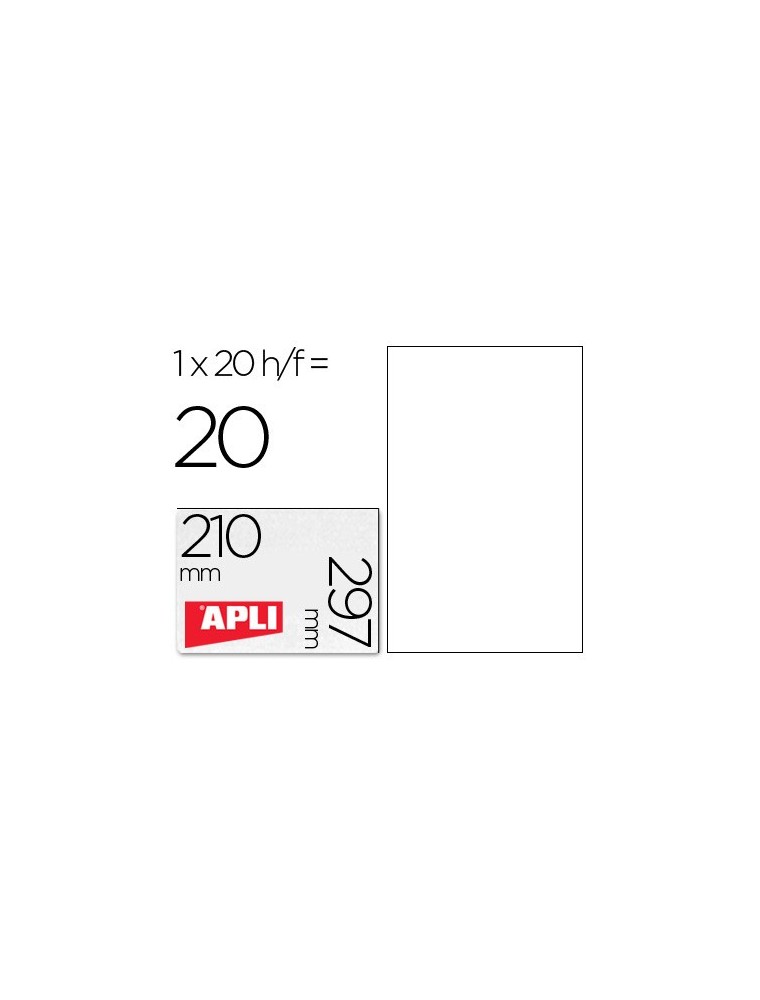 Etiqueta adhesiva apli translucidas 1225 tamaño 210x297 mm - fotocopiadora -laser caja con 20 etiquetas
