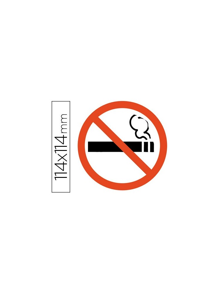 Pictograma adhesivo prohibido fumar tamaño 114x114 mm