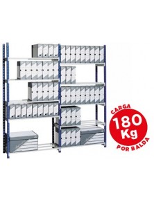 Estanteria paperflow metalica azul 5 estantes guiasmetal ultrarresistentes 180 kgpor estante 200x100x35 cm