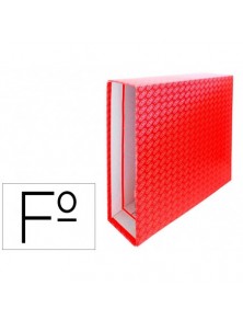 Caja archivador de palanca carton forrado elba folio lomo 85 mm rojo