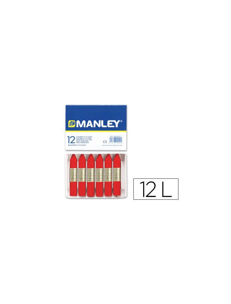 Lapices cera manley unicolor rojo escarlata n.9 caja de 12 unidades