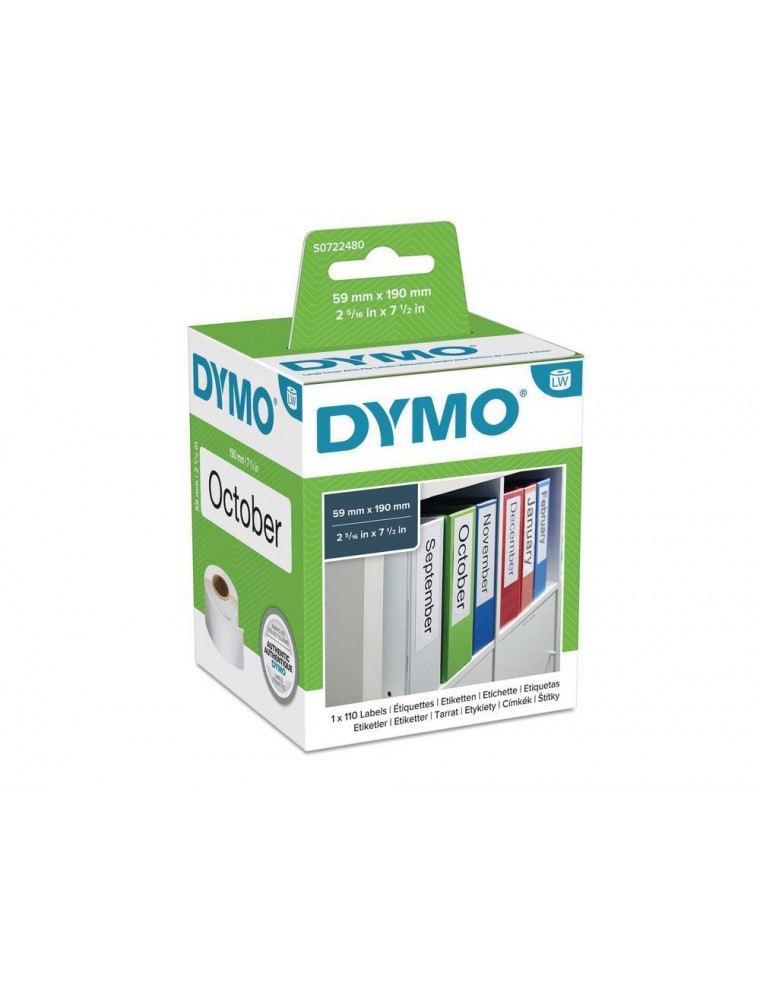 Etiqueta adhesiva dymo 99019 -tamaño 59x190 mm para impresora 400 110 etiquetas uso lomo archivadores