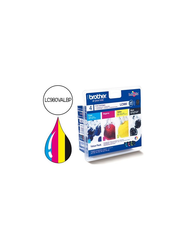 Ink-jet brother lc-980bk dcp-145 dcp-165 mfc-250 mfc-290 negro magenta amarillo cian pack4