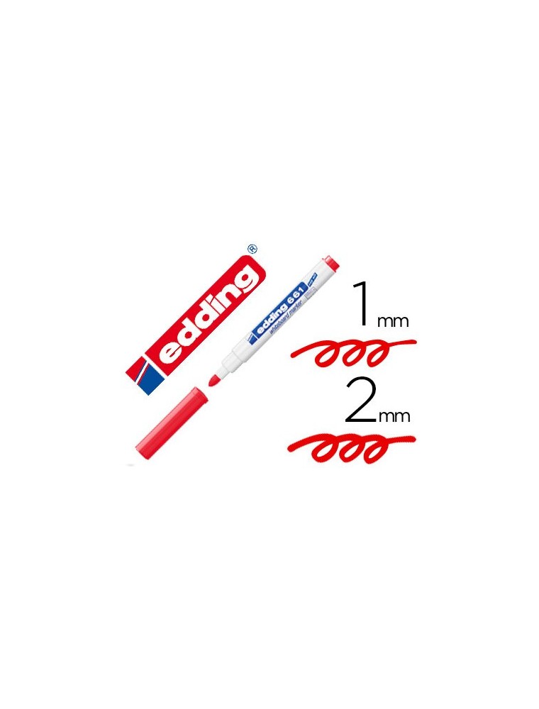 Rotulador edding para pizarra blanca 661 color rojo punta redonda 1-2 mm