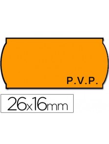 Etiquetas meto onduladas 26 x 16 mm pvp adh 2 fluor naranja rollo 1200 etiquetas