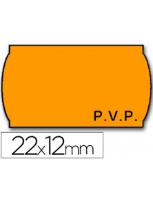Etiquetas meto onduladas 22 x 12 mm pvp naranja fluor removible rollo 1500 etiquetas