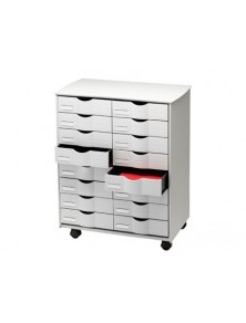 Mueble auxiliar paperflow para oficina negro 16 cajones en 2 columnas gris5x382 71,5x58x34,3 cm
