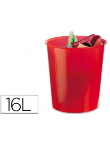 Papelera plastico q-connect rojo translucido 16 litros
