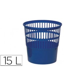 Papelera plastico q-connect 15 litros color azul 285x290 mm