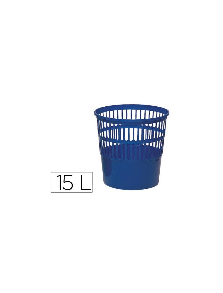 Papelera plastico q-connect 15 litros color azul 285x290 mm