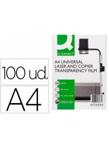 Transparencia q-connect din a4 kf26066 para fotocopiadora tratada dos caras caja de 100