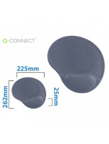 Alfombrilla para raton q-connect con reposamuñecas ergonomica de gel color negro 262x225x25 mm