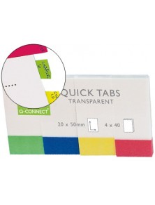 Banderitas separadoras q-connect 25x45 mm transparentes y color pack de 4 con 40 hojas