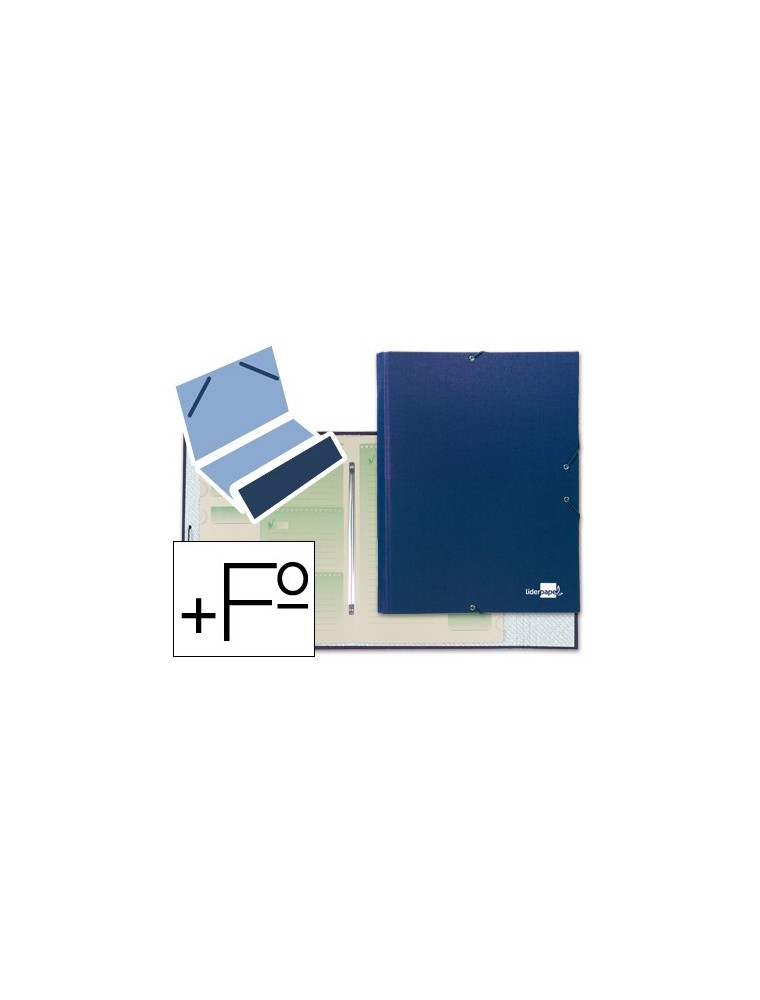 Carpeta clasificadora liderpapel 12 departamentos folio prolongado carton forrado azul