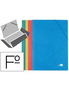 Carpeta liderpapel gomas folio 3 solapas carton simil prespan pack de 4 unidades colores surtidos