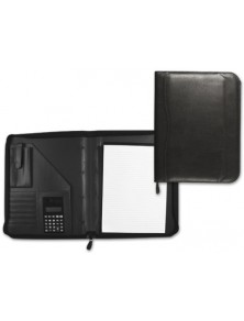Carpeta portafolios q-connect cremallera sin anillas con calculadora y bolsa para movil color negro 260x355 mm