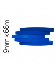 Cinta adhesiva q-connect 66m x 9mm azul para cerrar bolsas