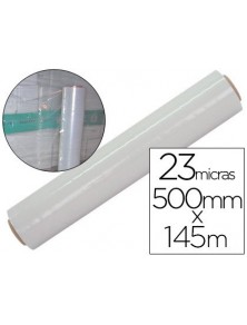 Film extensible q-connect manual ancho 500 mm largo 145 mt espesor 23 micras transparente