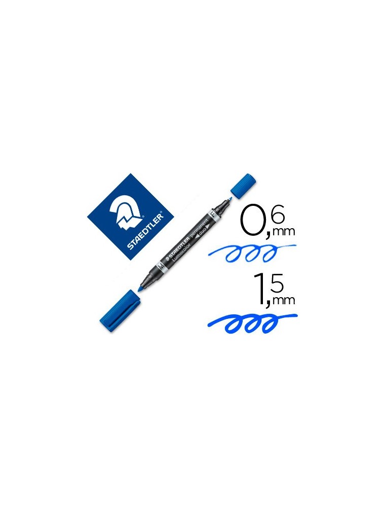 Rotulador staedtler lumocolor permanente duo 348 azul punta f 0,6 mm punta m 1,5 mm