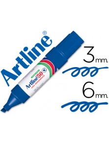 Rotulador artline marcador permanente ek-50 azul -punta biselada 6 mm -papel metal y cristal