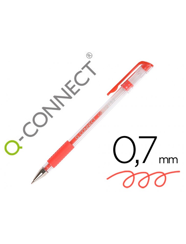 Boligrafo q-connect tinta gel rojo 0,7 mm sujecion de caucho