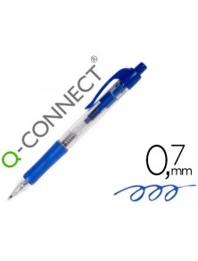 Boligrafo q-connect azul retractil con sujecion de caucho