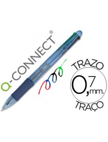 Boligrafo q-connect 4 en 1 tinta 4 colores retractil con sujecion de caucho
