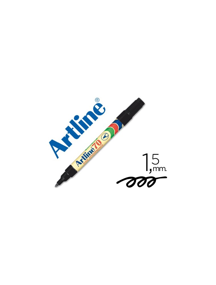 Rotulador artline marcador permanente ek-70 negro punta redonda 1.5 mm papel metal y cristal