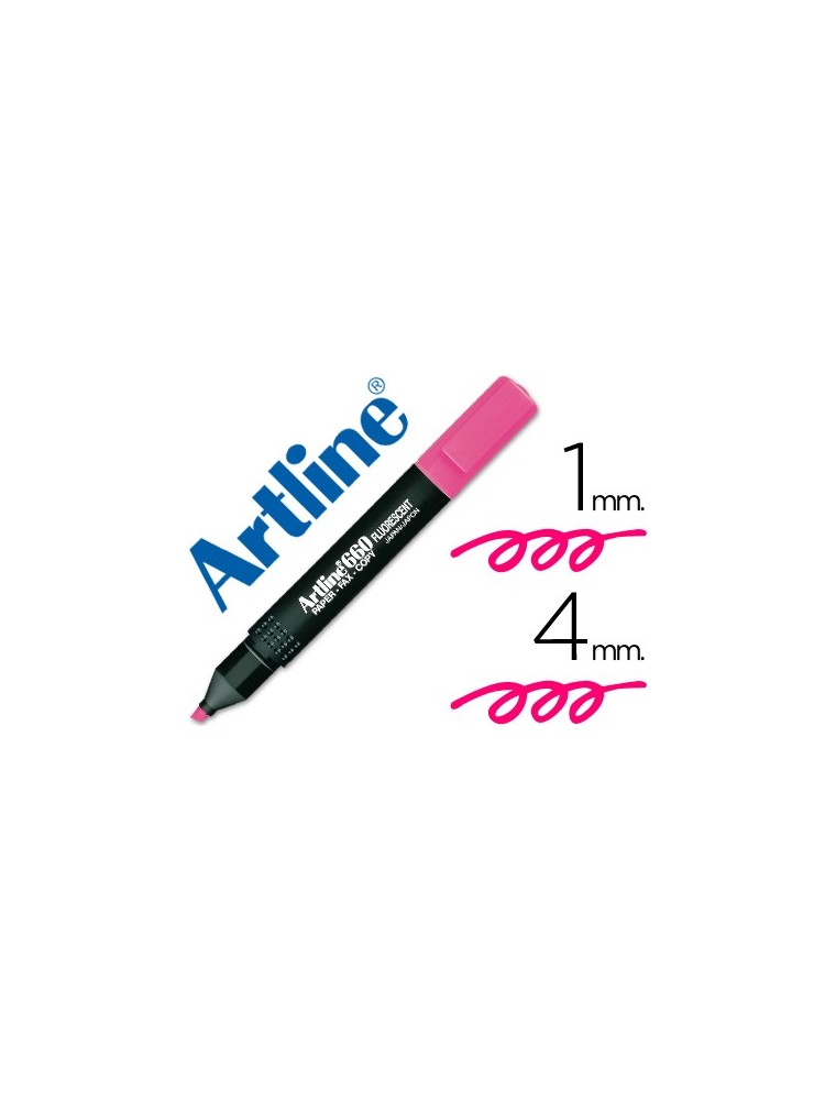Rotulador artline fluorescente ek-660 rosa punta biselada