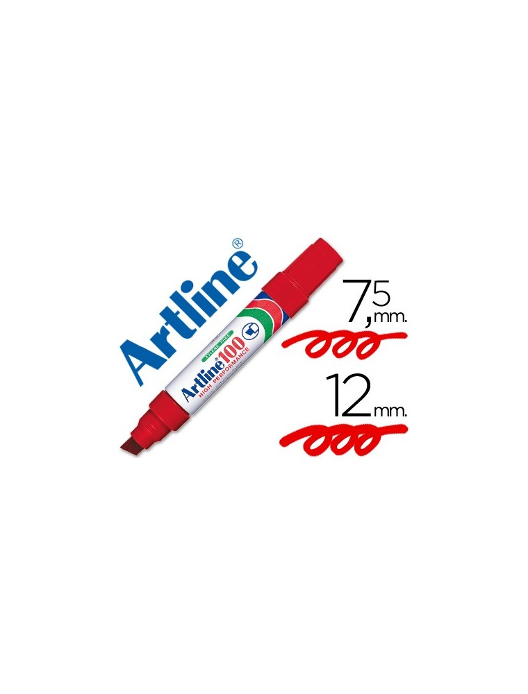 Rotulador artline marcador permanente 100 rojo punta biselada