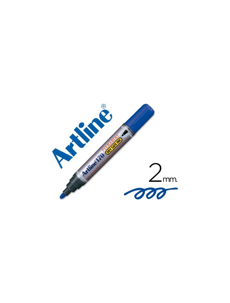 Rotulador artline marcador permanente 170 azul punta redonda 2mm antisecado