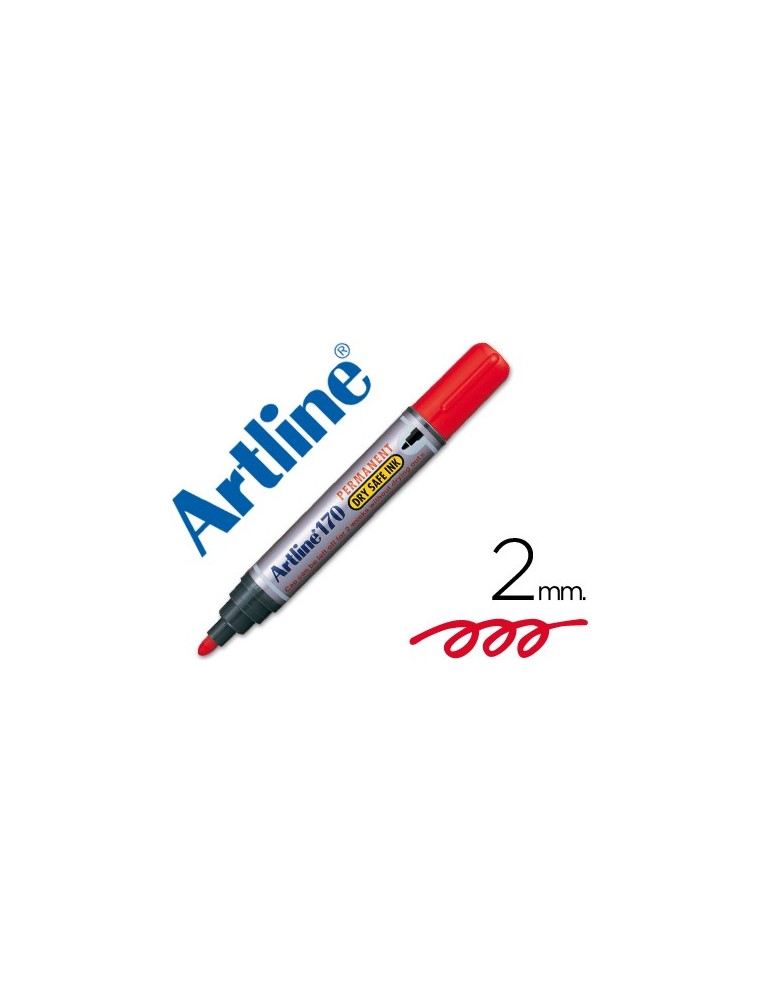 Rotulador artline marcador permanente 170 rojo punta redonda 2 mm antisecado