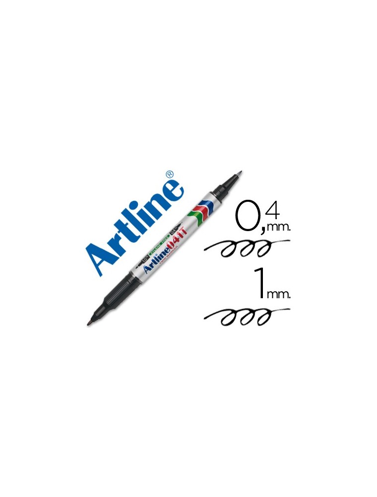 Rotulador artline marcador permanente ek-041t negro -doble punta 0.4 y 1.0 mm