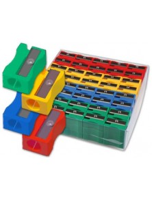 Sacapuntas liderpapel plastico 1 uso caja de 120 unidades colores surtidos