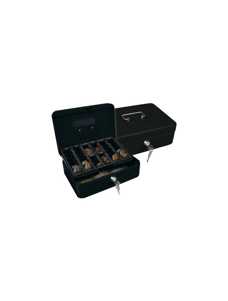 Caja caudales q-connect 10 250x180x90 mm negra con portamonedas