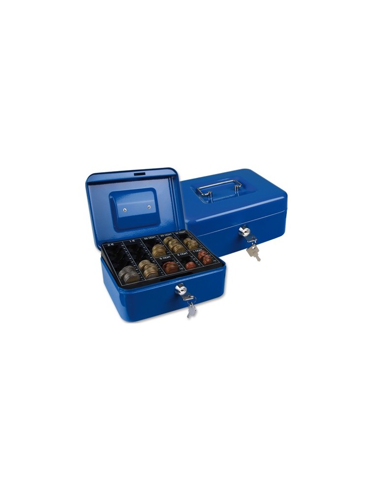 Caja caudales q-connect 8 200x160x90 mm azul con portamonedas