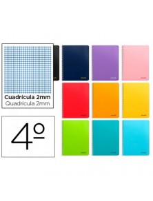 Cuaderno espiral liderpapel cuarto smart tapa blanda 80h 60gr milimetrado 2mm colores surtidos
