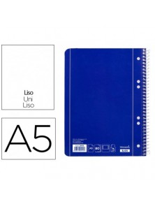 Cuaderno espiral liderpapel a5 micro serie azul tapa blanda 80h 75 gr liso 6taladros azul