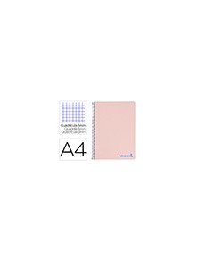 Cuaderno espiral liderpapel a4 micro wonder tapa plastico 120h 90 gr cuadro 5 mm 5 bandas 4 taladros color rosa