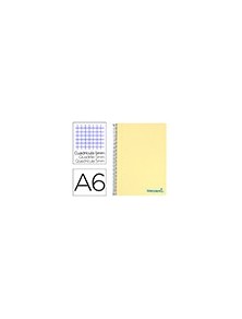 Cuaderno espiral liderpapel a6 micro wonder tapa plastico 120h 90 gr cuadro 5mm 4 bandas color amarillo