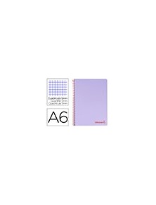 Cuaderno espiral liderpapel a6 micro wonder tapa plastico 120h 90 gr cuadro 5mm 4 bandas color violeta