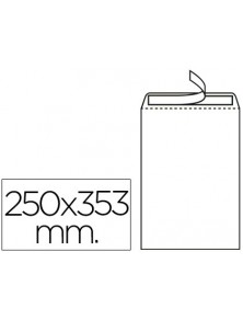 Sobre liderpapel bolsa n.10 blanco folio prolongado 250x353mm tira de silicona caja de 250 unidades