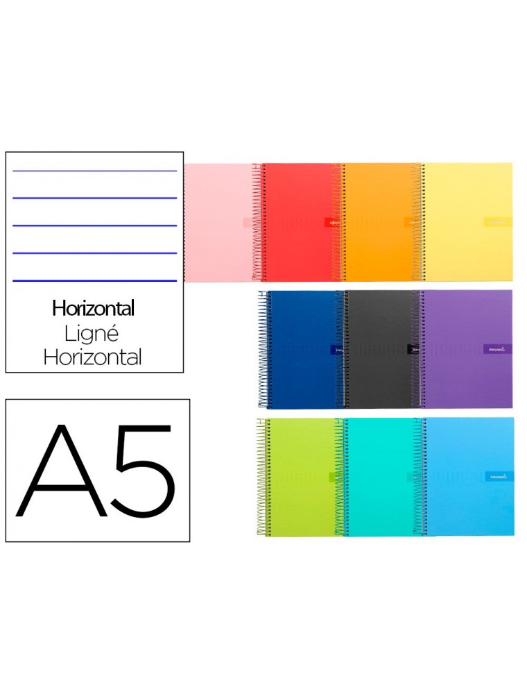 Cuaderno espiral liderpapel a5 crafty tapa forrada 80h 90 gr pauta estrecha 2,5mm con margen colores surtidos