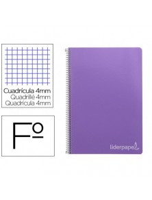 Cuaderno espiral liderpapel folio witty tapa dura 80h 75gr cuadro 4mm con margen color violeta