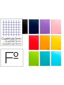 Cuaderno espiral liderpapel folio smart tapa blanda 80h 60gr cuadro 5 mm con margen colores surtidos