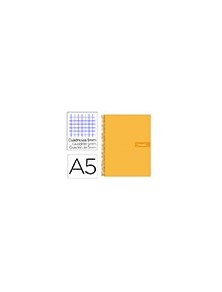 Cuaderno espiral liderpapel a5 micro crafty tapa forrada 120h 90 gr cuadro 5mm 5 bandas6 taladros color naranja