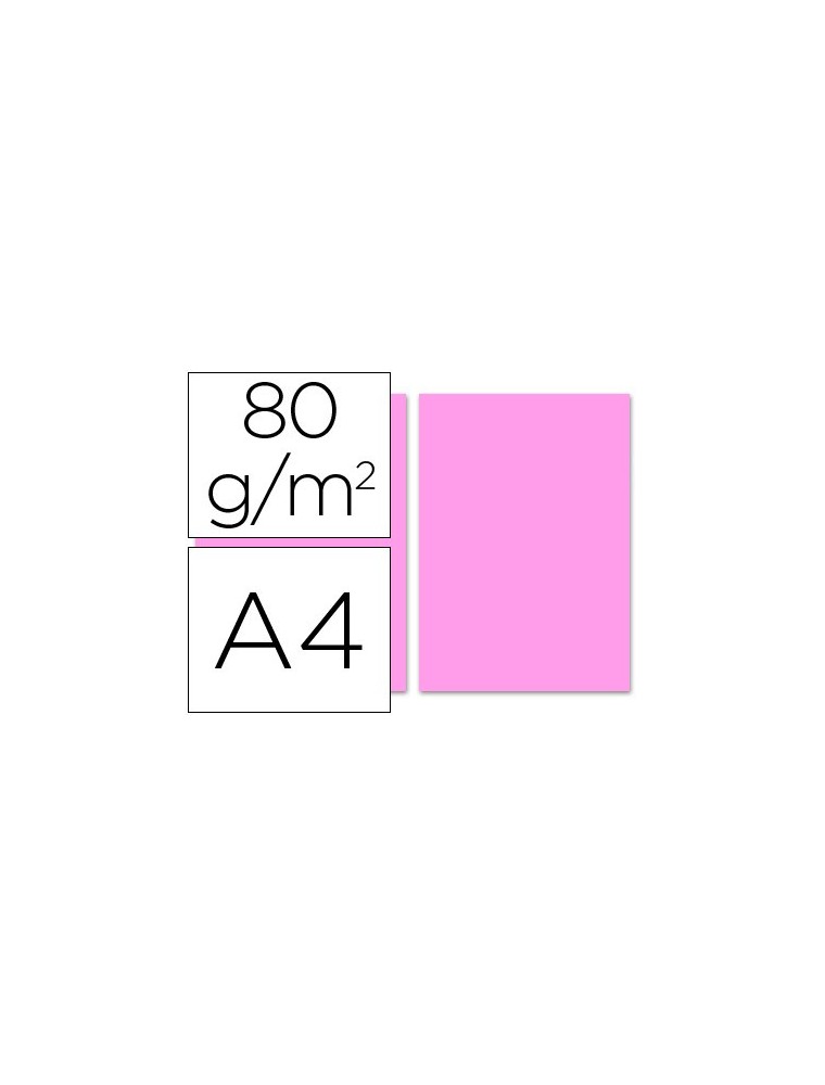 Papel color liderpapel a4 80gm2 rosa paquete de 100